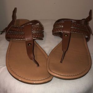 Brown braided sandals
